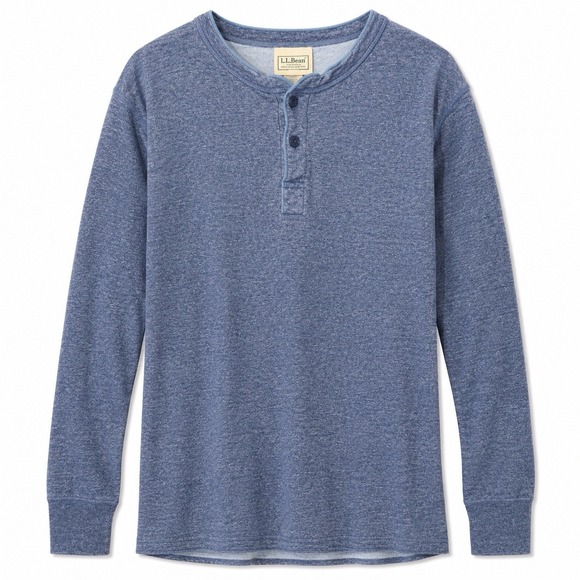 L.L. Bean Other - L.L. Bean River Driver Shirt Mens Size L Reg Blue Henley Wool Base Layer Cotton